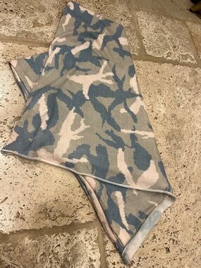 Minnie Rose Blue and Blush Camouflage cotton asymmetrical Knit Wrap NWOT